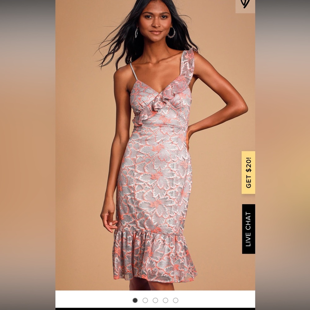 Grey and pink lace dress